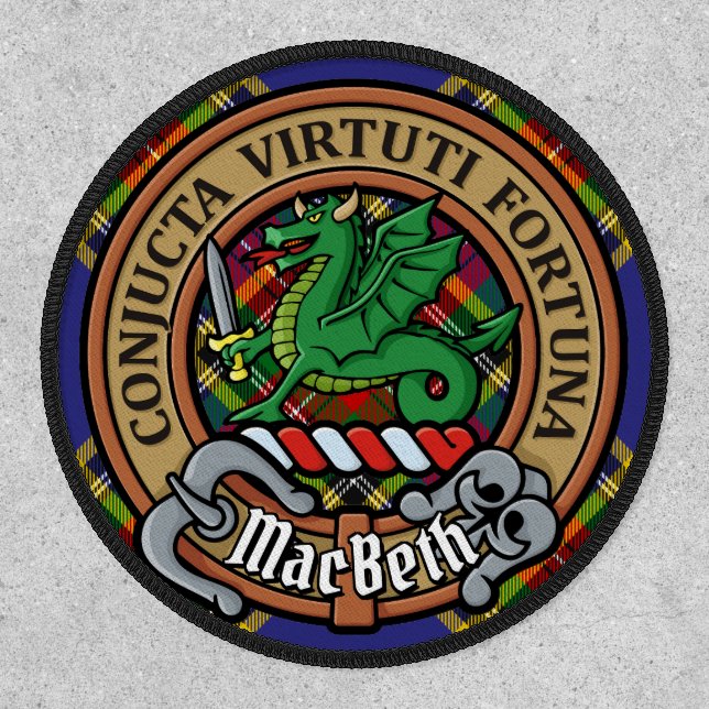 Clan MacBeth Crest over Tartan Patch (Front)