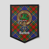 Clan MacBeth Crest over Tartan Pennant