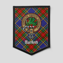 Clan MacBeth Crest over Tartan Pennant