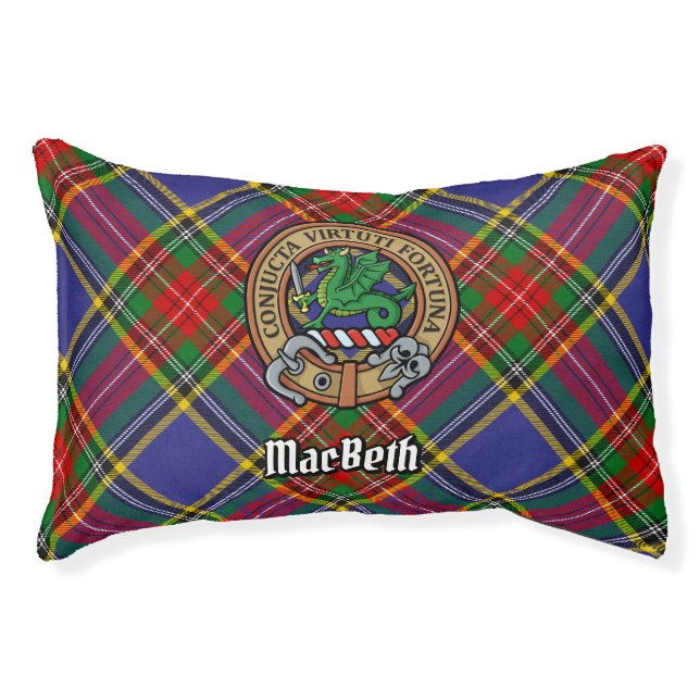 Clan MacBeth Crest over Tartan Pet Bed (Front)