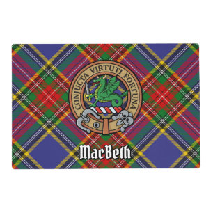 Clan MacBeth Crest over Tartan Placemat