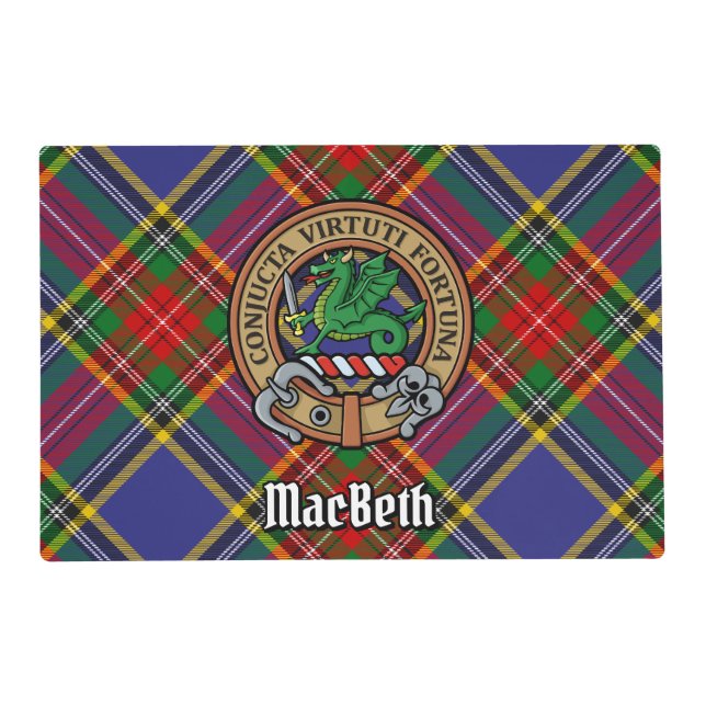 Clan MacBeth Crest over Tartan Placemat (Front)