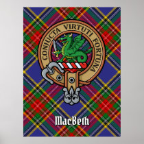 Clan MacBeth Crest over Tartan Poster