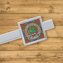 Clan MacBeth Crest over Tartan Silver Finish Tie Bar