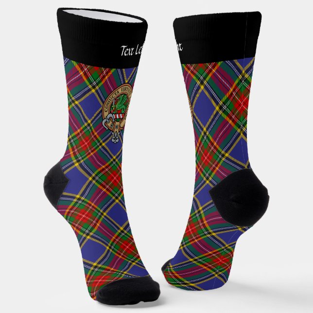 Clan MacBeth Crest over Tartan Socks (Angled)