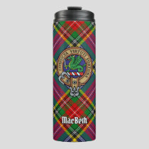 Clan MacBeth Crest over Tartan Thermal Tumbler