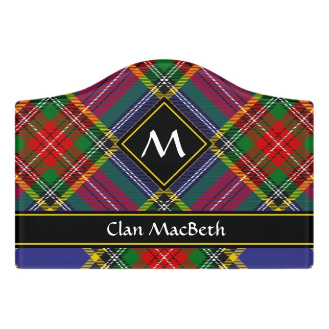 Clan MacBeth Tartan Door Sign (Small Crest Front)