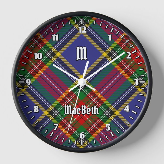 Clan MacBeth Tartan Large Clock (Front)