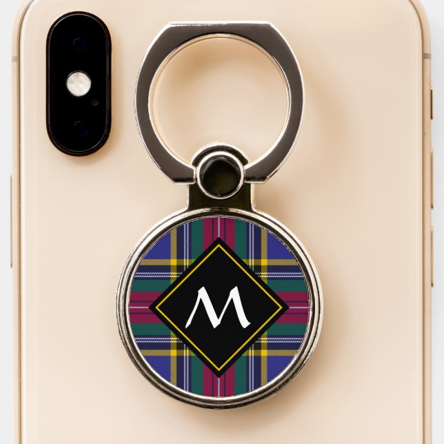 Clan MacBeth Tartan Phone Ring Stand (Close Up)
