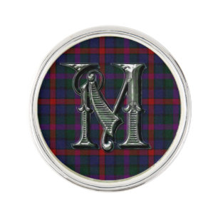 Clan MacCaughan Plaid Monogram M Lapel Pin