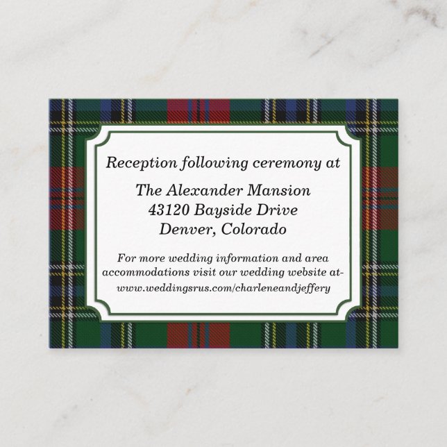 Clan MacClain Plaid Wedding Enclosure Card (Front)