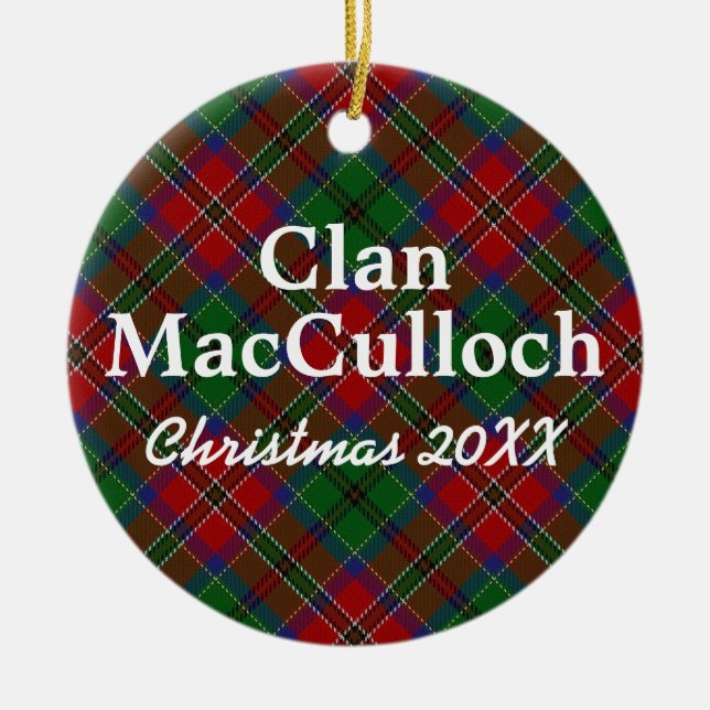 Clan MacCulloch Scottish Tartan Ceramic Ornament (Front)