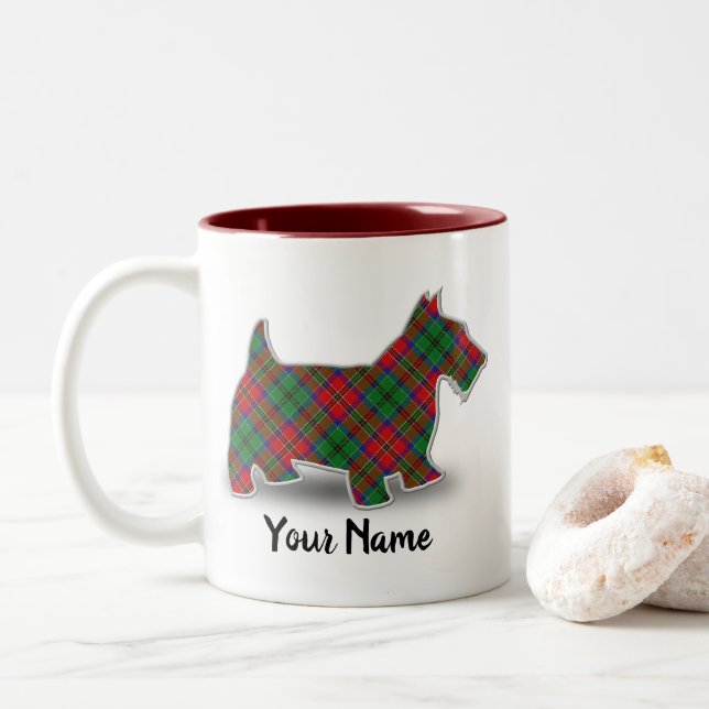 Clan MacCulloch Tartan Scottish Terrier Two-Tone Coffee Mug (With Donut)