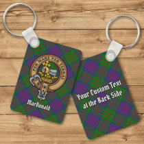 Clan MacDonald Crest Acrylic over Tartan Keychain