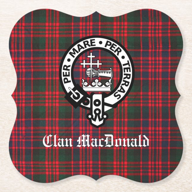 Clan MacDonald Crest & Modern Tartan  Paper Coaster (Front)