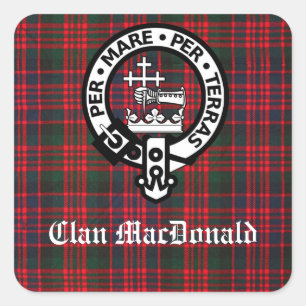 Clan MacDonald Crest & Modern Tartan Square Sticker