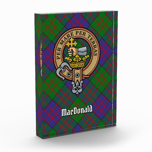 Clan MacDonald Crest over Tartan Acrylic Award (Left)
