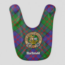 Clan MacDonald Crest over Tartan Baby Bib