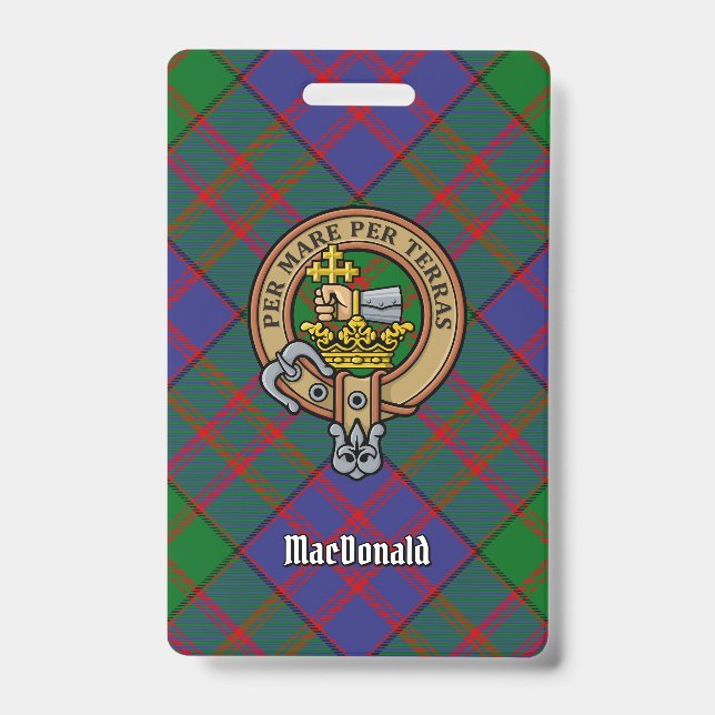 Clan MacDonald Crest over Tartan Badge (Front)