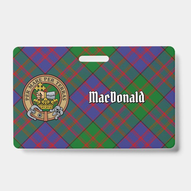 Clan MacDonald Crest over Tartan Badge (Front)