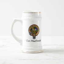 Clan MacDonald Crest over Tartan Beer Stein