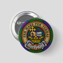 Clan MacDonald Crest over Tartan Button