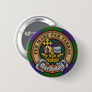 Clan MacDonald Crest over Tartan Button