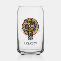 Clan MacDonald Crest over Tartan Can Glass