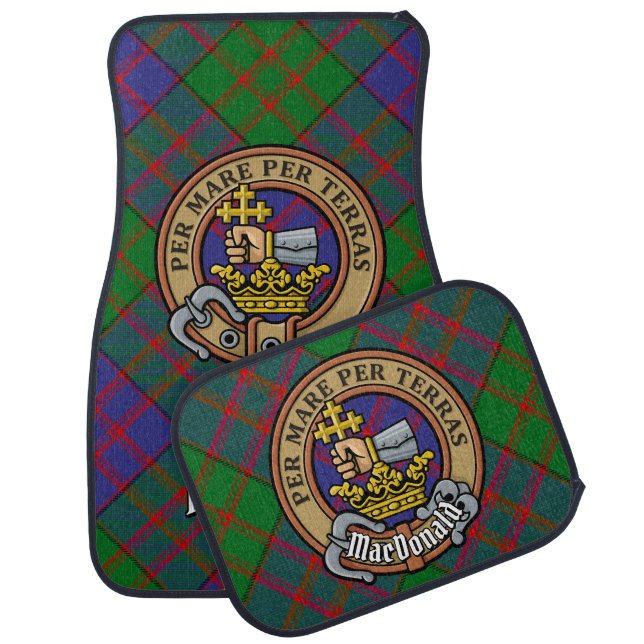 Clan MacDonald Crest over Tartan Car Floor Mat (Set)