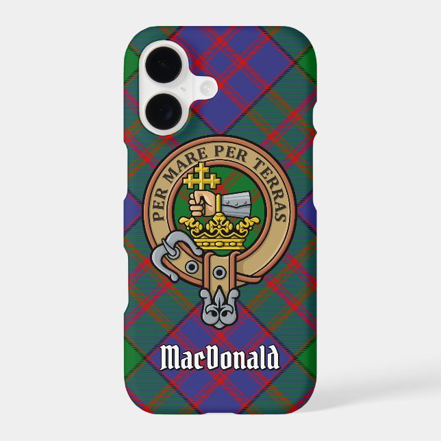 Clan MacDonald Crest over Tartan Case-Mate iPhone Case (Back)