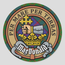 Clan MacDonald Crest over Tartan Classic Round Sticker