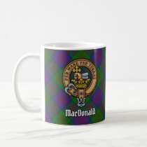 Clan MacDonald Crest over Tartan Coffee Mug