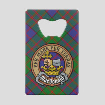 Clan MacDonald Crest over Tartan Credit Card Bottle Opener