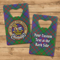 Clan MacDonald Crest over Tartan Credit Card Bottle Opener