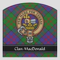 Clan MacDonald Crest over Tartan Door Sign