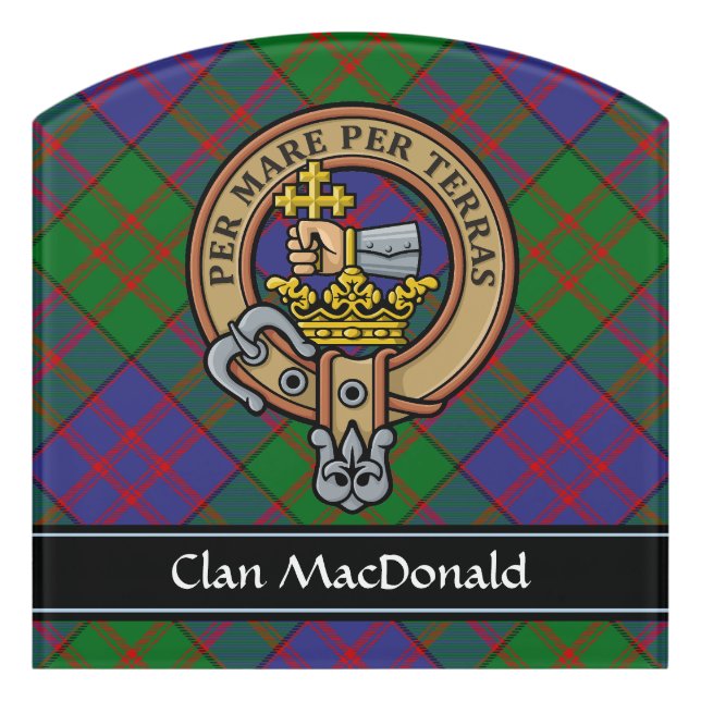 Clan MacDonald Crest over Tartan Door Sign (Contour Front)