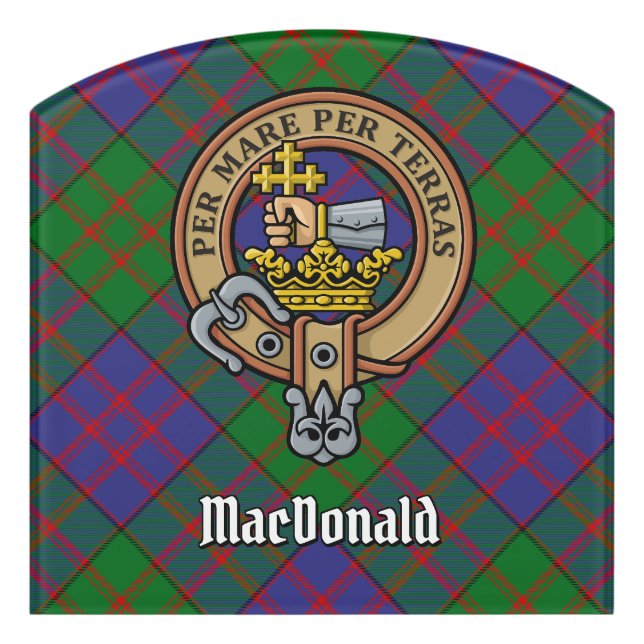 Clan MacDonald Crest over Tartan Door Sign (Contour Front)