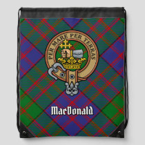 Clan MacDonald Crest over Tartan Drawstring Bag