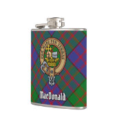 Clan MacDonald Crest over Tartan Flask (Left)