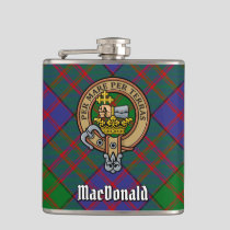 Clan MacDonald Crest over Tartan Flask