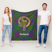 Clan MacDonald Crest over Tartan Fleece Blanket