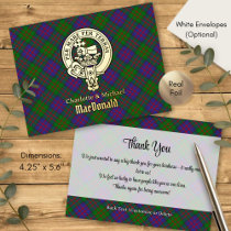 Clan MacDonald Crest over Tartan Foil Invitation Postcard