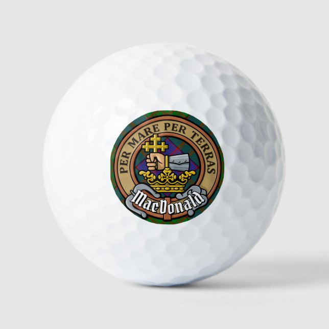 Clan MacDonald Crest over Tartan Golf Balls (Front)