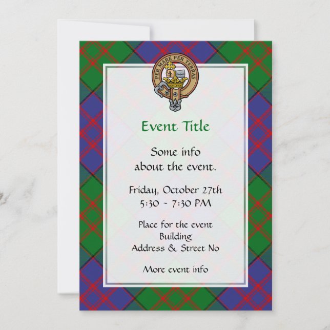 Clan MacDonald Crest over Tartan Invitation (Front)