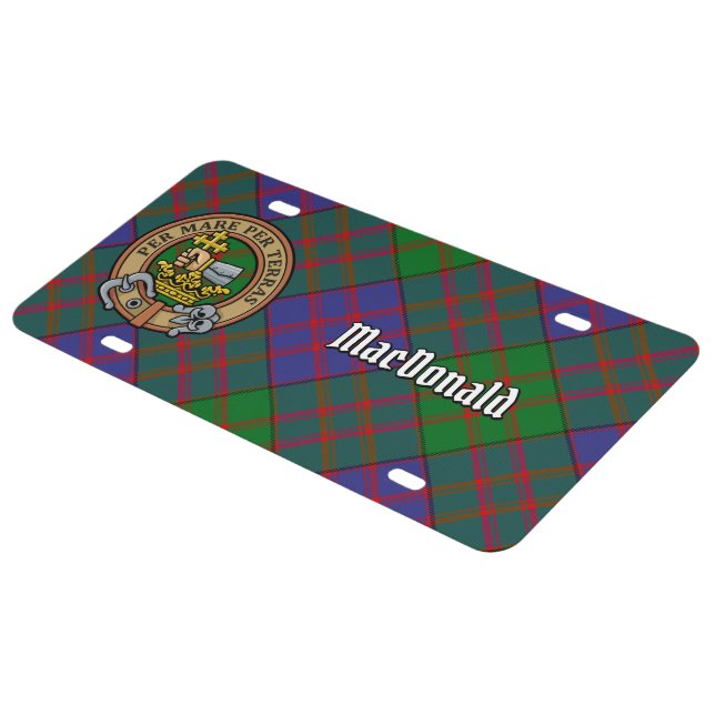 Clan MacDonald Crest over Tartan License Plate (Side)