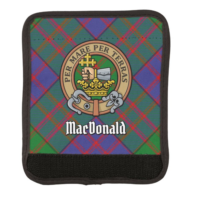 Clan MacDonald Crest over Tartan Luggage Handle Wrap (Front)