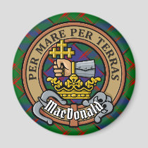 Clan MacDonald Crest over Tartan Magnet