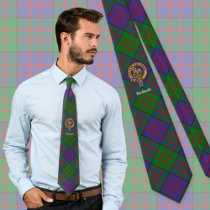 Clan MacDonald Crest over Tartan Neck Tie