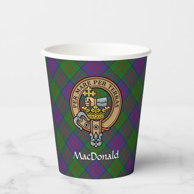 Clan MacDonald Crest over Tartan Paper Cups (Front)