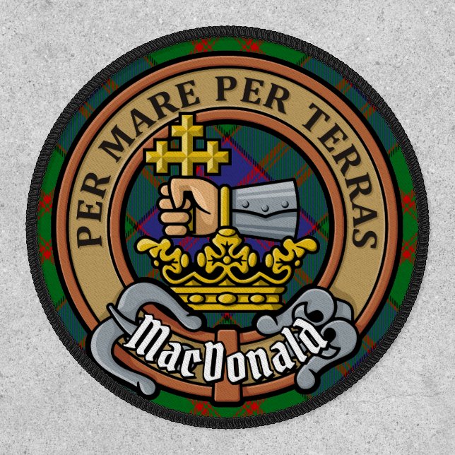 Clan MacDonald Crest over Tartan Patch (Front)